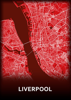 Liverpool City Map - Red and White
