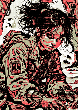 Stylized Portrait of a Soldier Girl