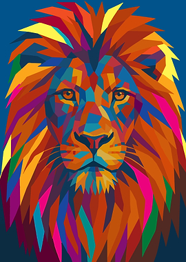 Colorful Geometric Lion Portrait