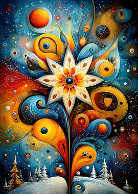 Celestial Snowflower – Abstract Christmas Star Art