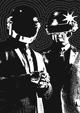 Daft Punk Black and White Art