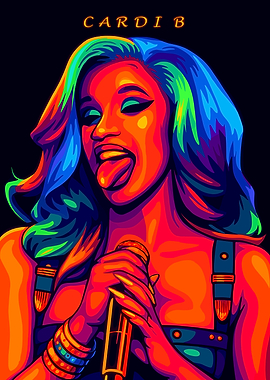 Cardi B Colorful Portrait