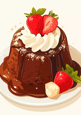 Chocolate Cake with Strawberries and Cream