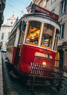 Vintage Tram in Lisbon, Portugal