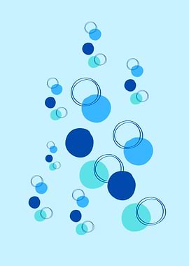 Abstract Blue Circles and Rings Pattern