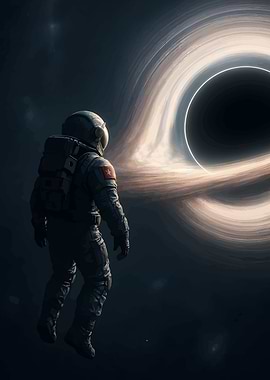 Astronaut and Black Hole in Space
