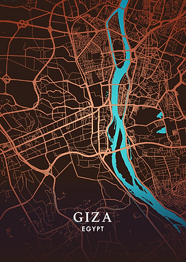 Giza, Egypt City Map Art