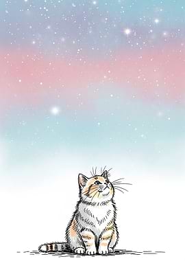 Cat Gazing at the Stars