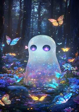Magical Forest Spirit with Butterflies
