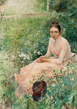 Young Woman in Garden, Painting