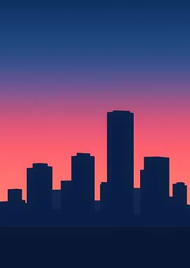 Cityscape Silhouette at Sunset