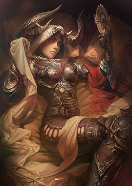 Armored Woman Lying Down