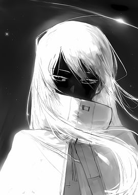 Monochrome Anime Character Portrait