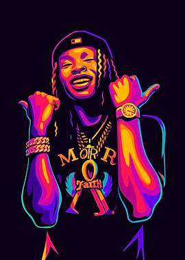 King Von Colorful Portrait