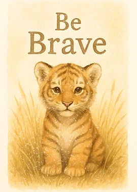 Be Brave Tiger Cub Illustration