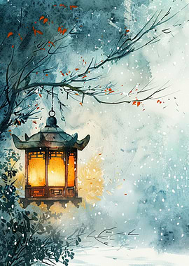 Watercolor Lantern japon