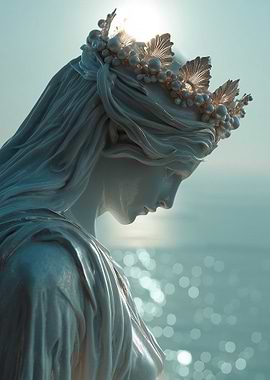 Elegant Queen Statue by the Sea