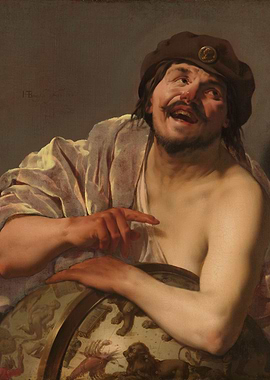 Laughing Man with Globe Painting