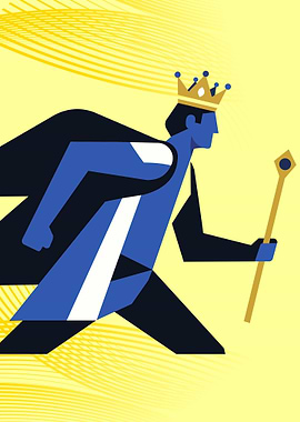 Running King with Scepter Illustration
