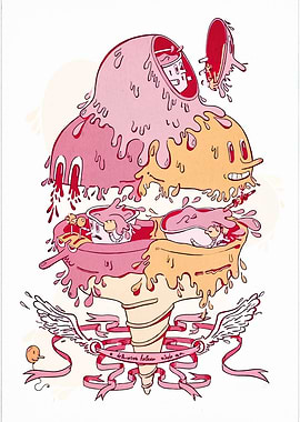 Deconstructed Ice Cream Cone Illustration