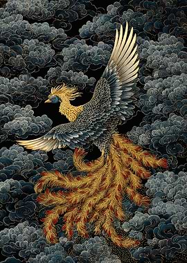 Phoenix Rising Amidst Clouds