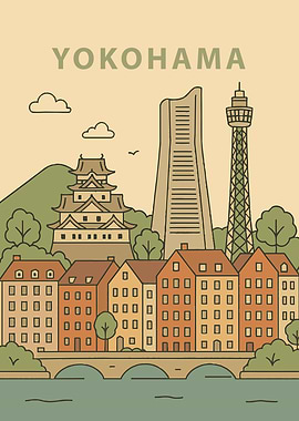 Yokohama Vintage Illustration