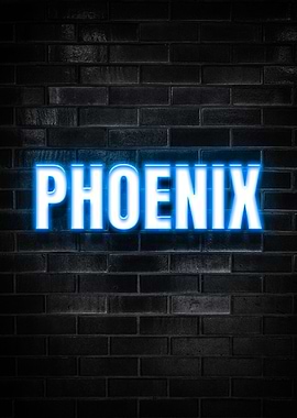 Phoenix Neon Sign on Brick Wall