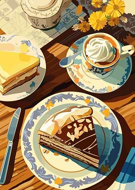 Afternoon Tea with Cake and Coffee
