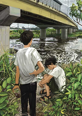Two Boys by a Riverbank