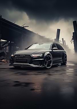 Black Audi RS6 in Ruins