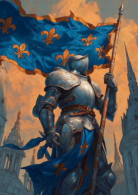 Knight with Fleur-de-lis Banner