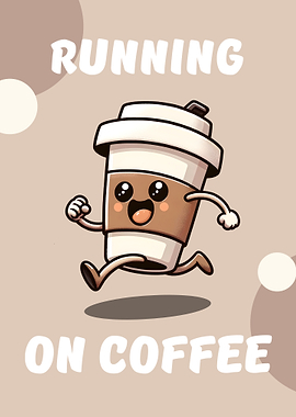 Running on Coffee Cartoon Illustration