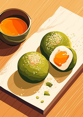 Japanese Mochi Dessert with Orange Filling