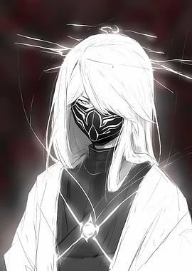 Masked Figure with Glowing Energy