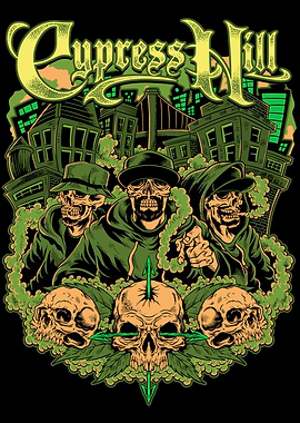 Cypress Hill Skull Cityscape Art