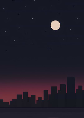 Cityscape Silhouette Under Starry Night Sky