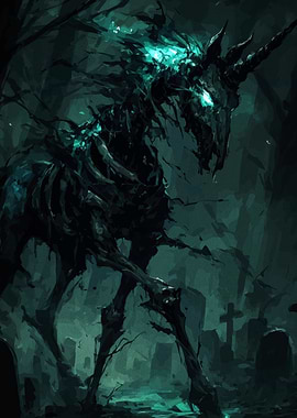 Undead Unicorn in Graveyard