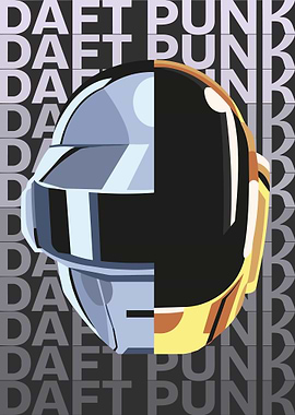 Daft Punk Helmets Split Graphic