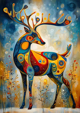 Abstract Deer – Surreal Festive Decorative Animal Art