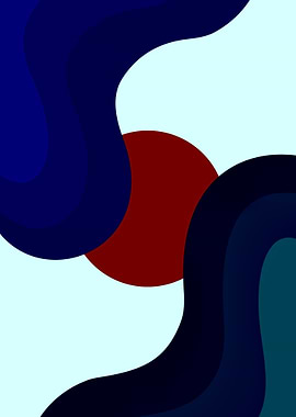 Abstract Shapes with Red Circle