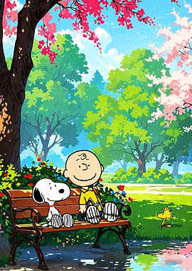 Snoopy and Charlie Brown in park