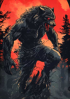 Fearsome Werewolf Dark Forest