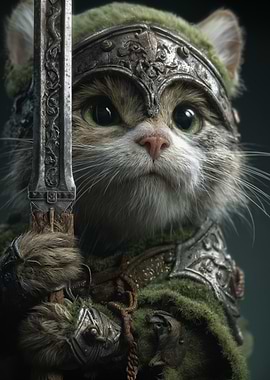 Cat Warrior with Sword and Armor