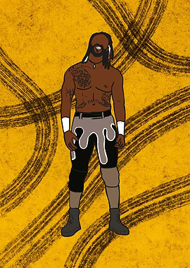 Swerve - Wrestler Illustration on Yellow Background