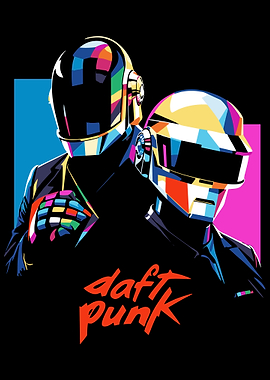 Daft Punk Colorful Pop Art Portrait