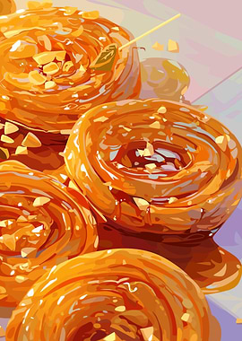 Delicious Baklava Pastries with Nuts and Syrup