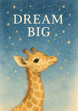 Dream Big Giraffe Under Stars