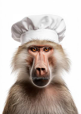 Baboon Chef Portrait