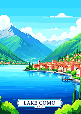 Lake Como, Italy, Travel Poster