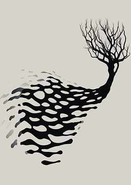 Abstract Tree with Flowing Shadow